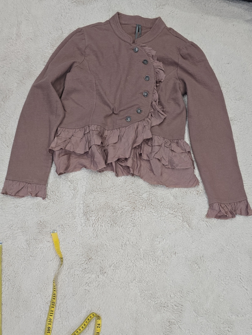 Anthropologie Mauve Ruffle-Trim Blazer